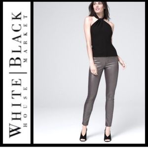 White House-Black Market coated metallic silver jeans